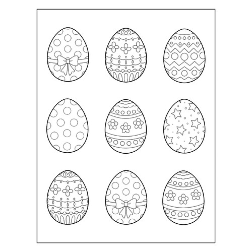 Página para colorear: Plantilla de huevos de Pascua dibujo para colorear gratis de Pascua — páginas para colorear