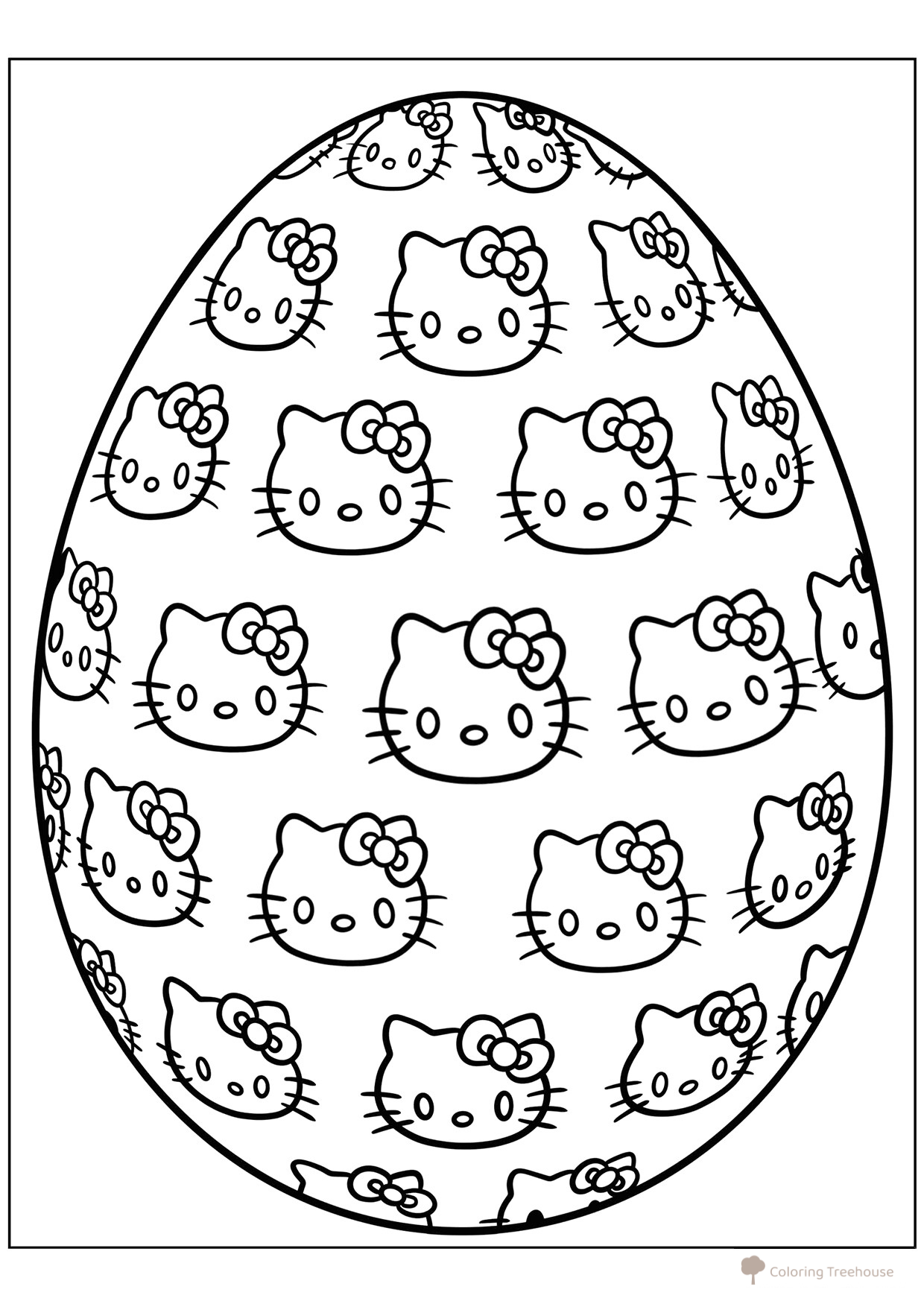 Página para colorear: Huevo con diseño de Hello Kitty dibujo para colorear gratis de Pascua — páginas para colorear