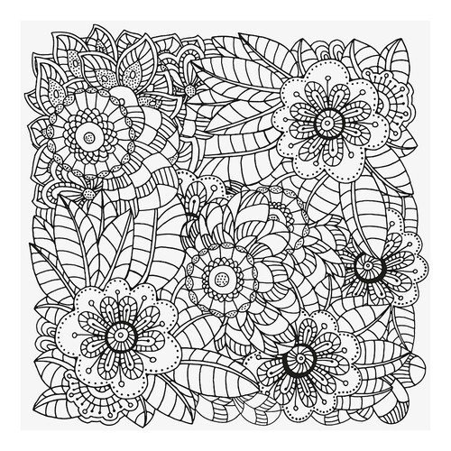 Retro Flowers Anti-Stress Coloring Page free printable Anti-Stress Coloring Pages coloring page