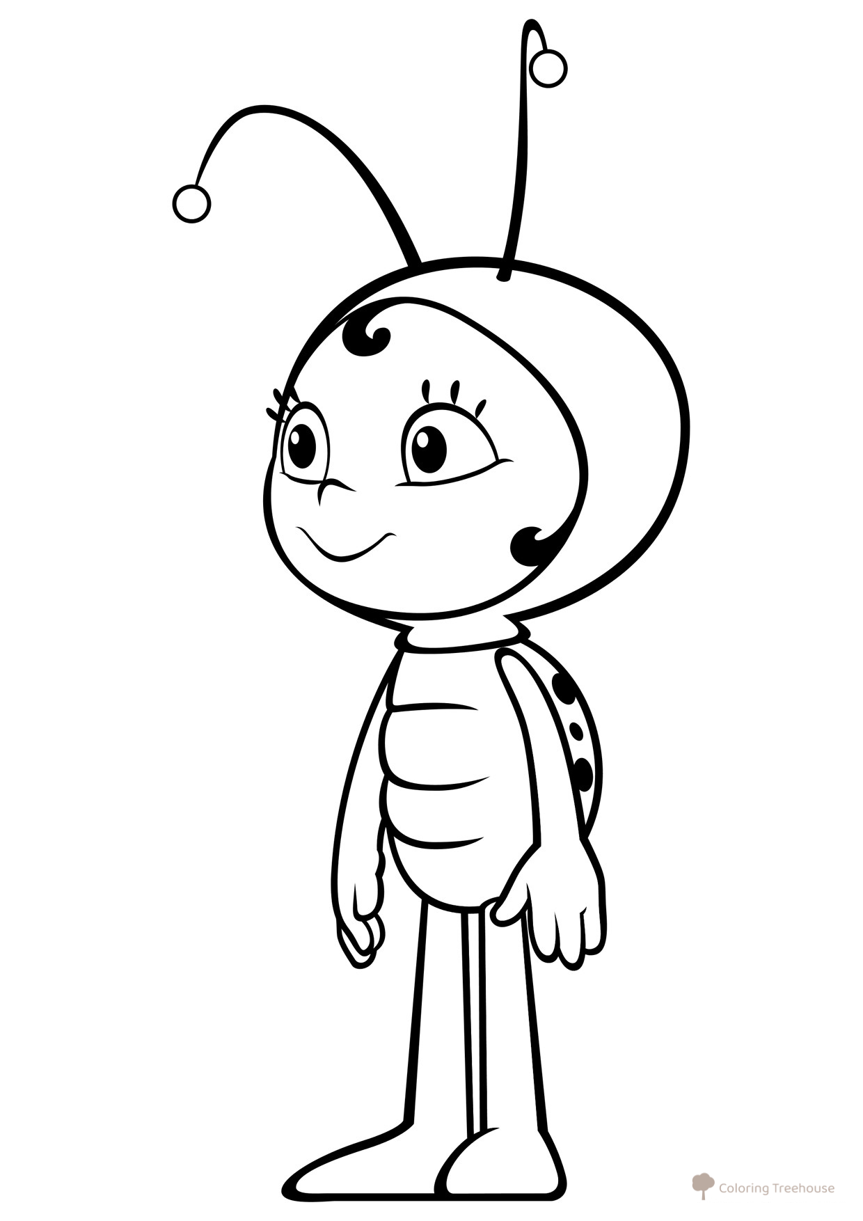 Lara, la mariquita — página para colorear dibujo para colorear gratis de Páginas para colorear de la abeja Maya