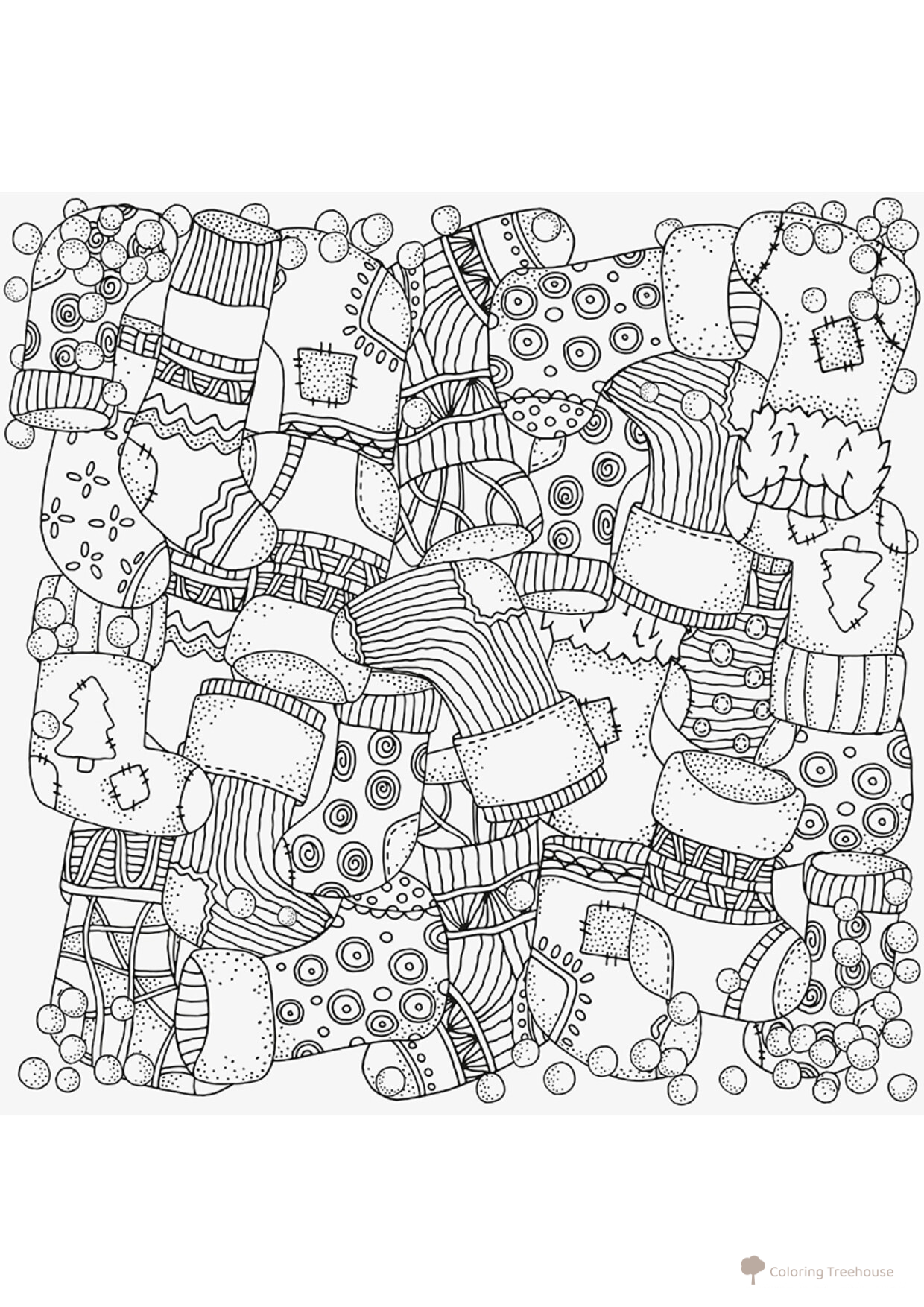 Página para colorear antiestrés: Navidad dibujo para colorear gratis de Anti-Stress Coloring Pages
