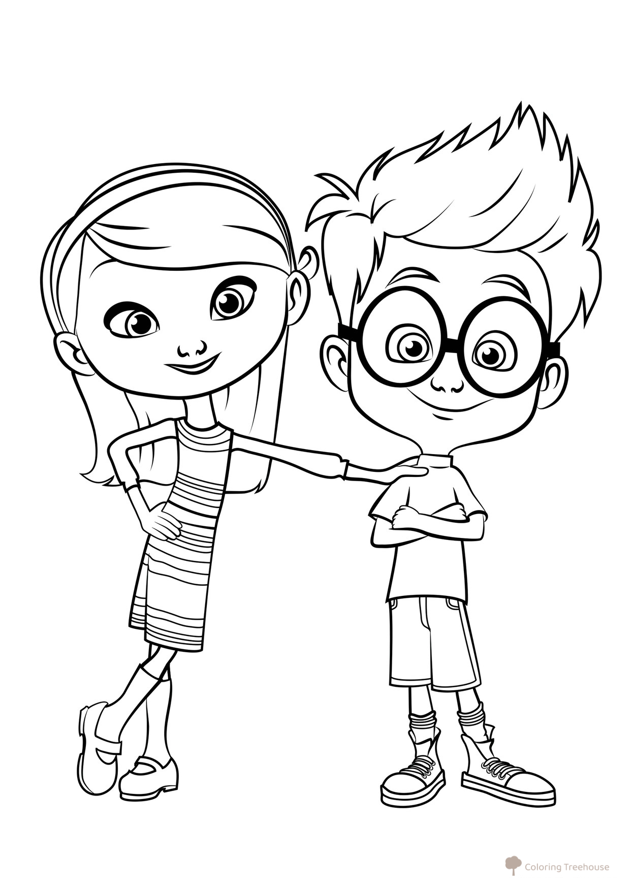 Penny and Sherman Coloring Page free printable Mr. Peabody and Sherman Coloring Pages coloring page