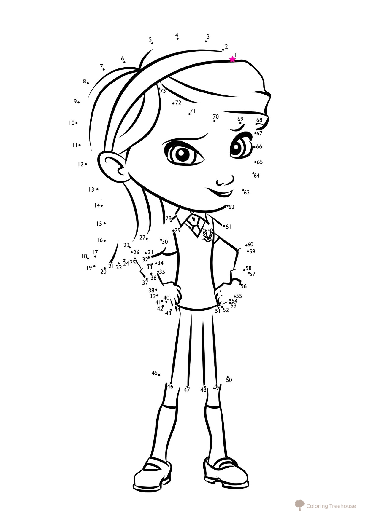 Página para colorear unir los puntos: Penny dibujo para colorear gratis de Páginas para colorear de «Las aventuras del Sr. Peabody y Sherman»