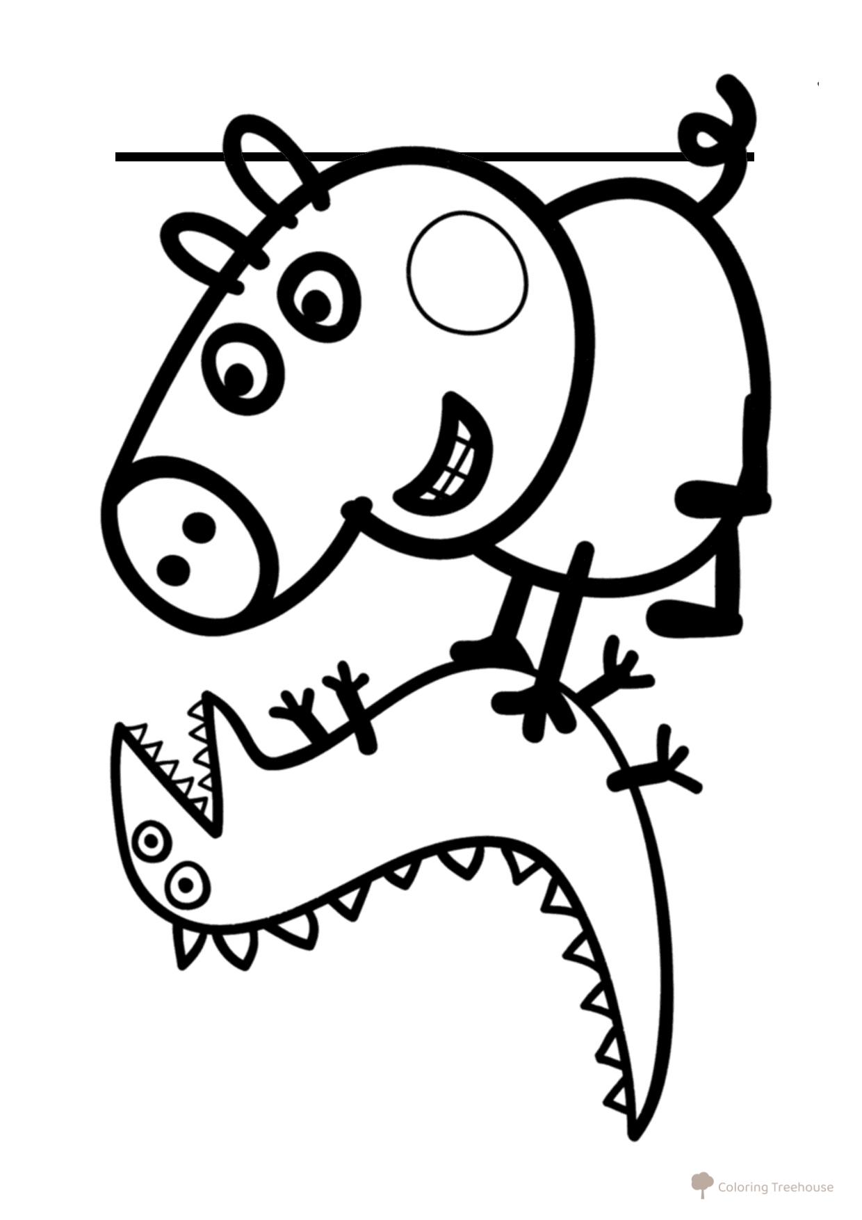 Página para colorear: George y su dinosaurio dibujo para colorear gratis de Páginas para colorear de la Peppa Pig