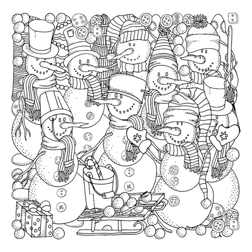 Anti-Stress Snowmen Coloring Page free printable Anti-Stress Coloring Pages coloring page