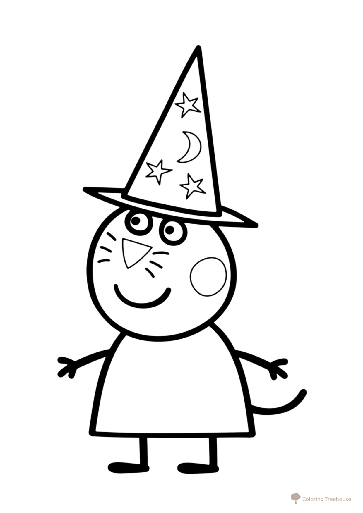 Página para colorear: Kendi con el sombrero de bruja dibujo para colorear gratis de Páginas para colorear de la Peppa Pig