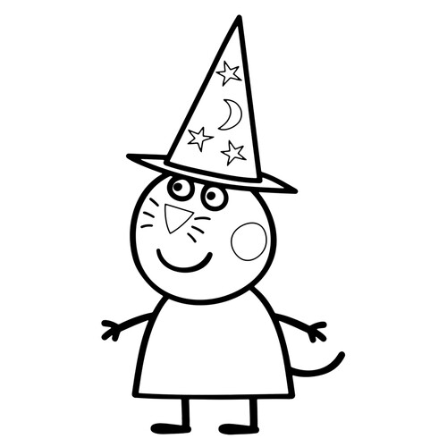 Página para colorear: Kendi con el sombrero de bruja dibujo para colorear gratis de Páginas para colorear de la Peppa Pig