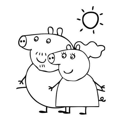 Página para colorear: Papá Cerdo y Mamá Cerdita dibujo para colorear gratis de Páginas para colorear de la Peppa Pig