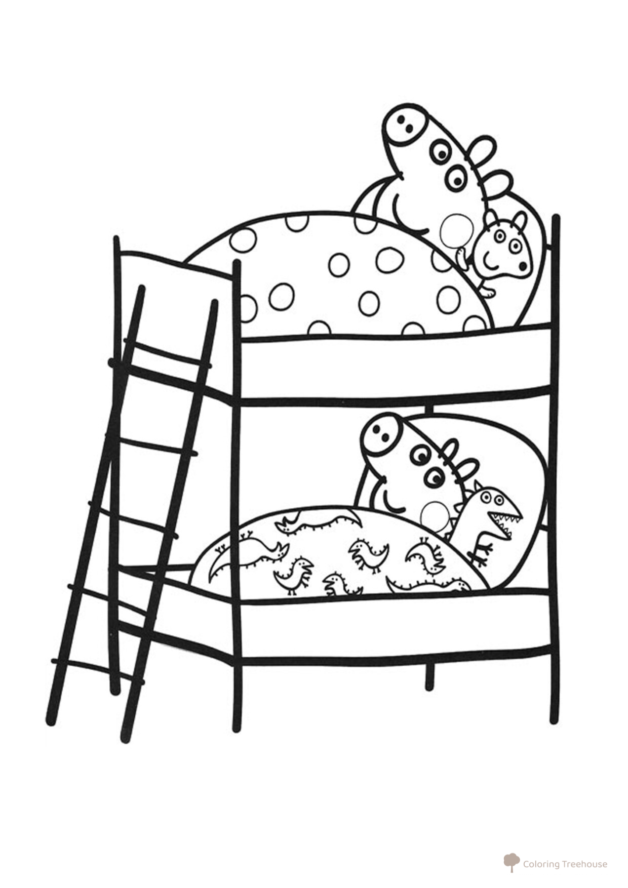 Peppa and George in Their Cribs Coloring Page free printable Peppa Pig Coloring Pages coloring page