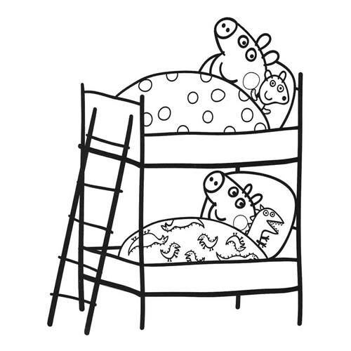 Peppa and George in Their Cribs Coloring Page free printable Peppa Pig Coloring Pages coloring page
