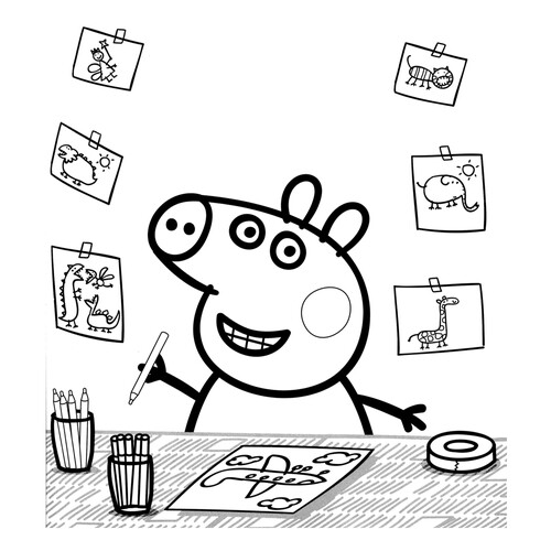 Peppa Pig Draws Coloring Page free printable Peppa Pig Coloring Pages coloring page