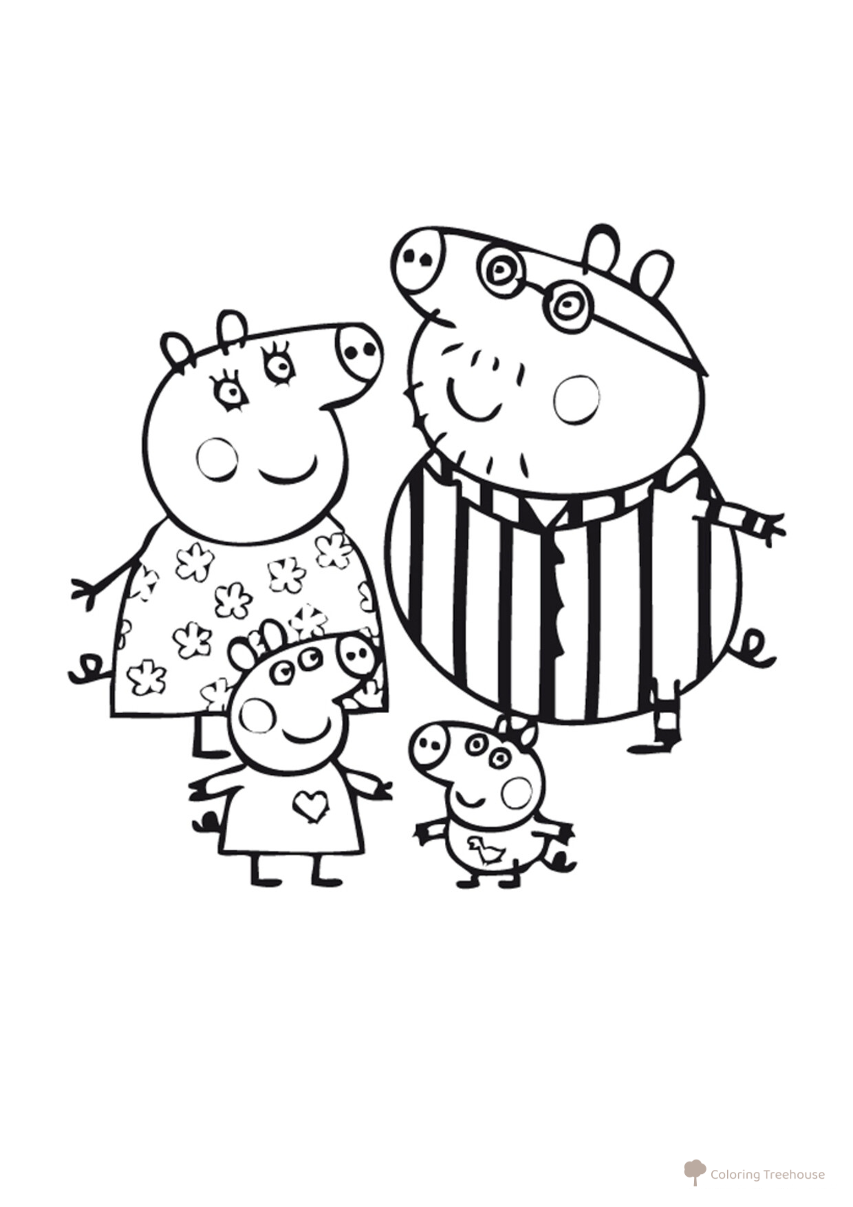 Peppa Pig Family Coloring Page free printable Peppa Pig Coloring Pages coloring page