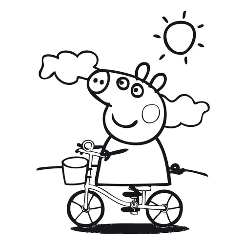 Dibujo para colorear: Peppa Pig en bicicleta dibujo para colorear gratis de Páginas para colorear de la Peppa Pig