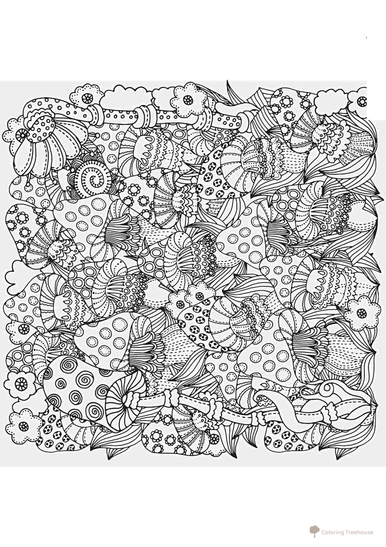 Anti-Stress Coloring Page: Magical Forest free printable Anti-Stress Coloring Pages coloring page