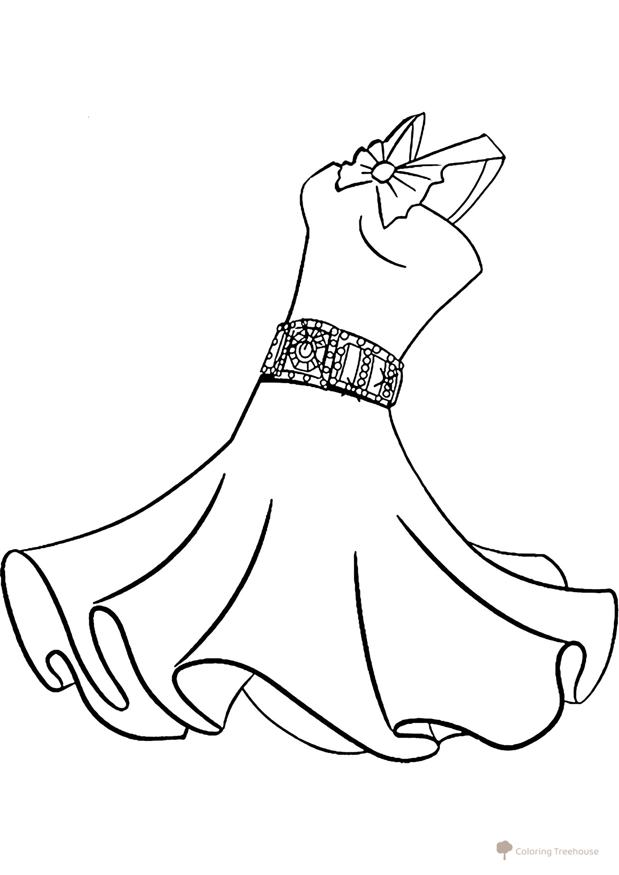 Página para colorear: Vestido para baile dibujo para colorear gratis de Páginas para colorear: vestidos para niñas