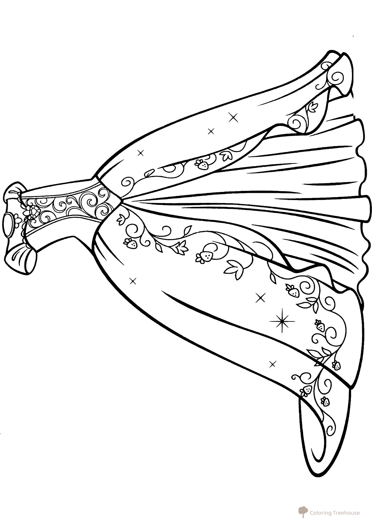 Party Dress Coloring Page free printable Dress Coloring Pages for Girls coloring page