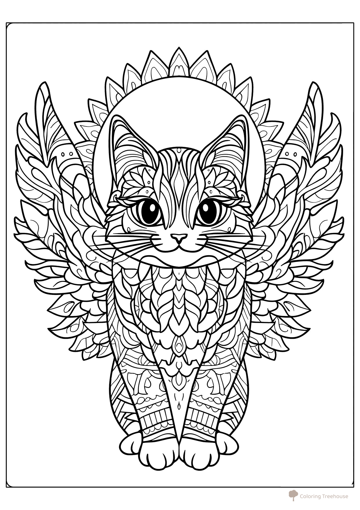 Página para colorear «Gato con alas» dibujo para colorear gratis de Anti-Stress Coloring Pages