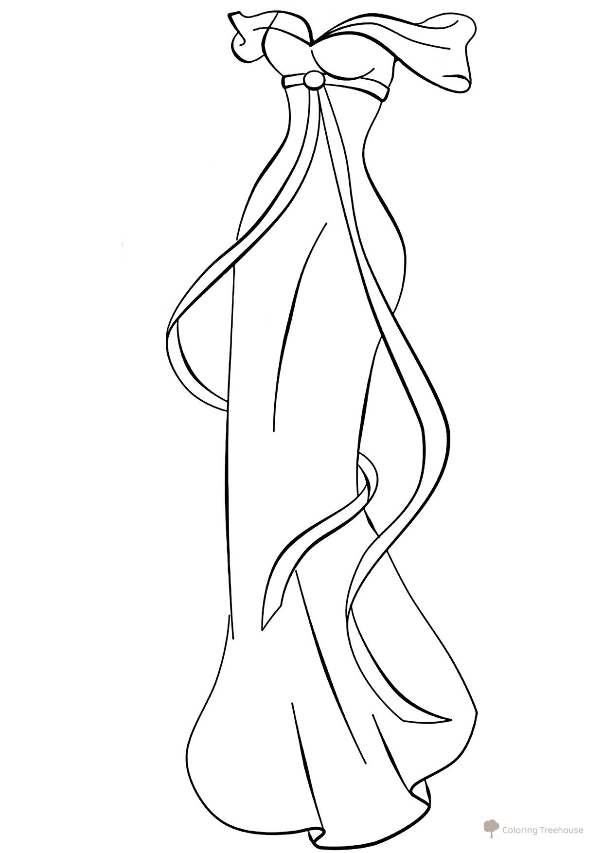 Colorear: Vestido elegante para la graduación dibujo para colorear gratis de Páginas para colorear: vestidos para niñas