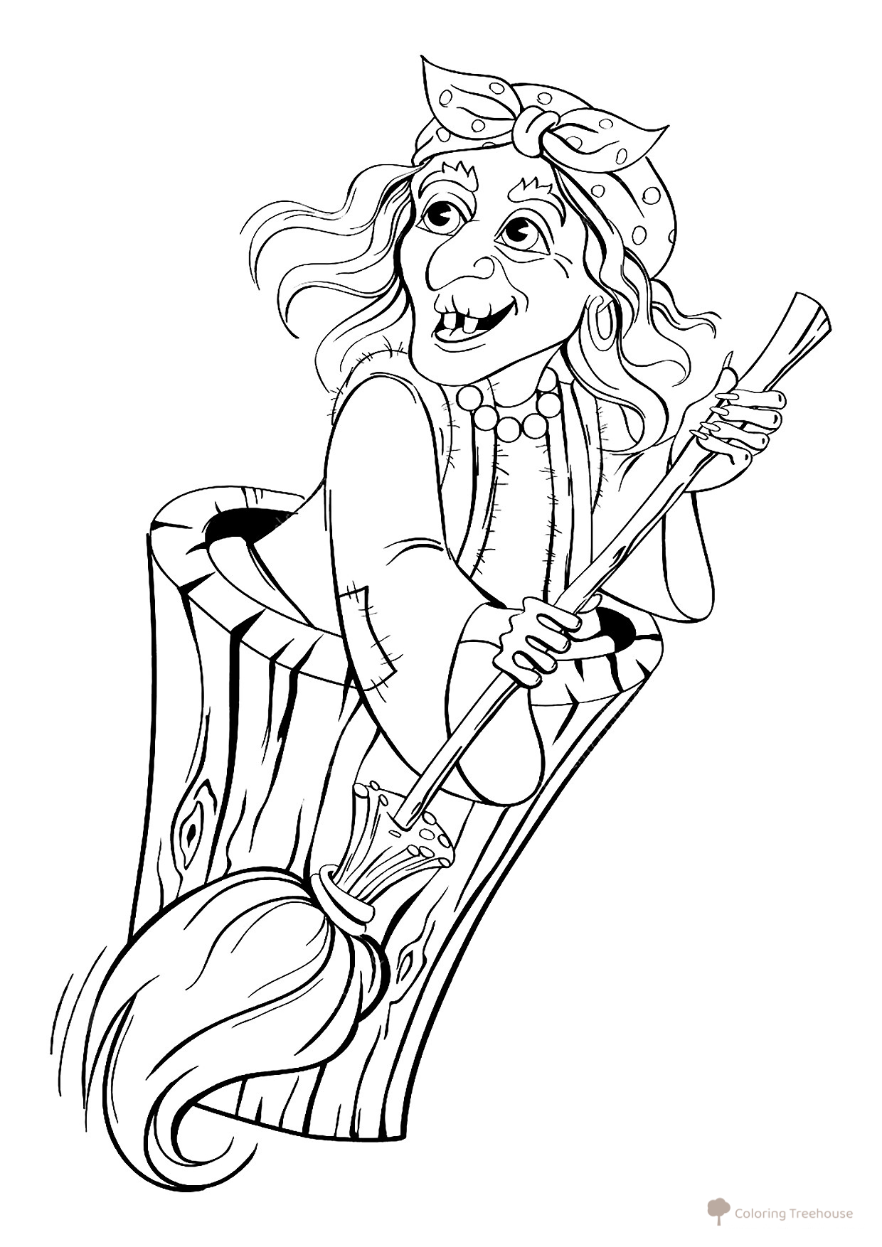 Baba Yaga in a Mortar Coloring Page free printable Fairy Tale Coloring Pages coloring page