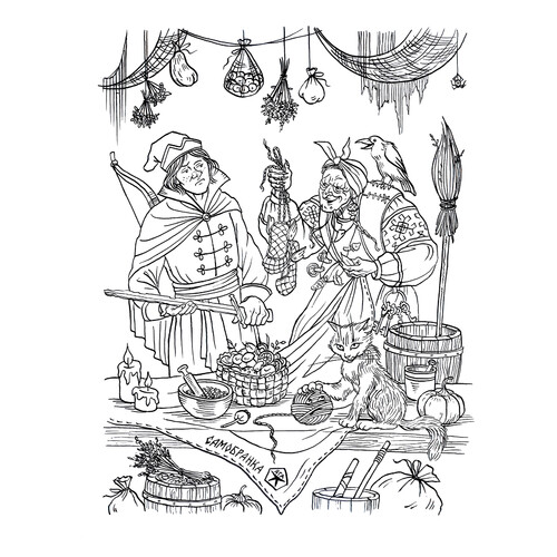 Ivan Tsarevich and Baba Yaga Coloring Page free printable Fairy Tale Coloring Pages coloring page