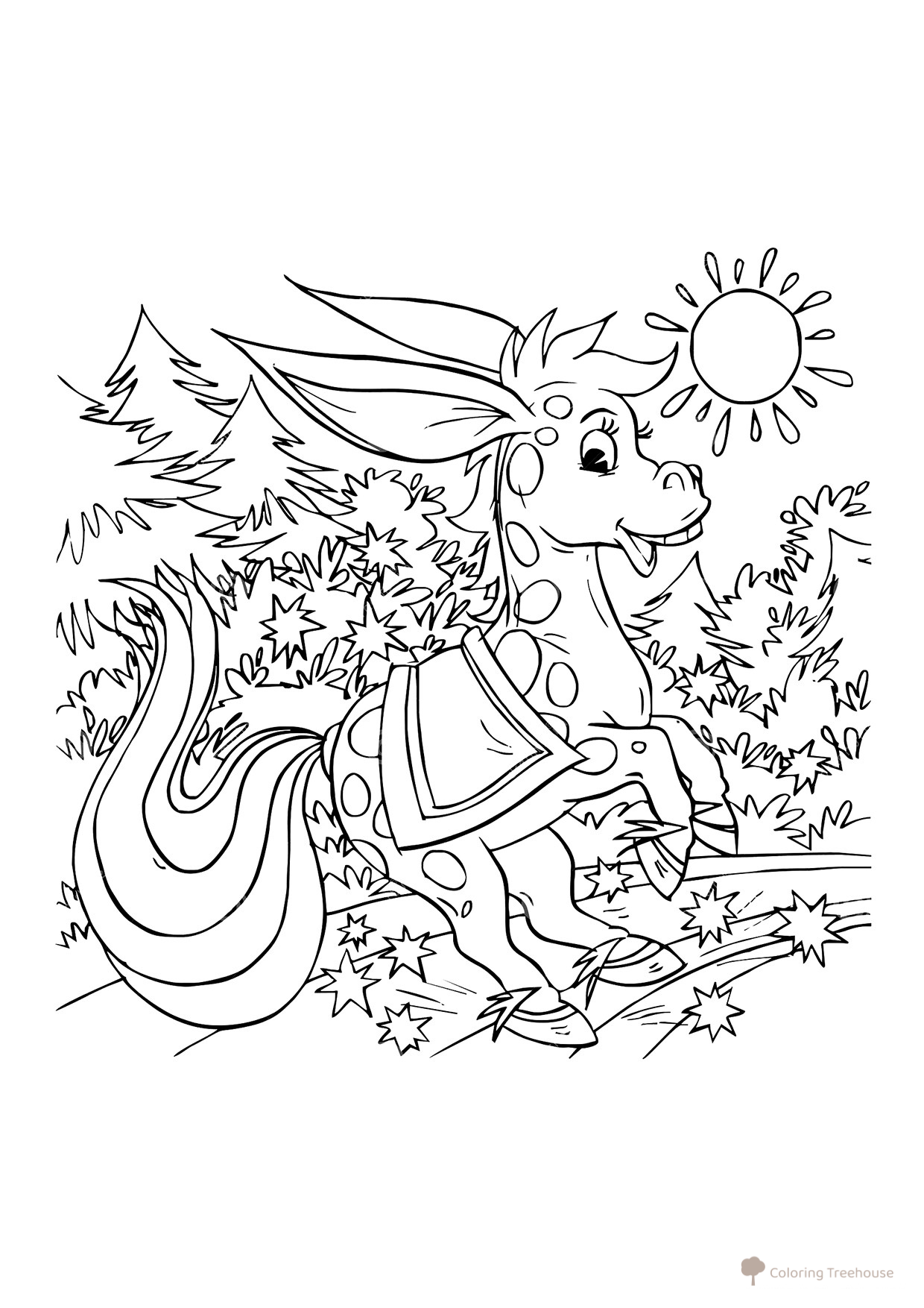 The Little Humpbacked Horse Coloring Page free printable Fairy Tale Coloring Pages coloring page