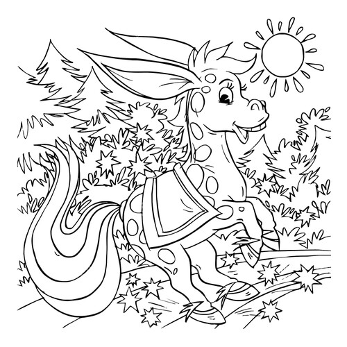 The Little Humpbacked Horse Coloring Page free printable Fairy Tale Coloring Pages coloring page