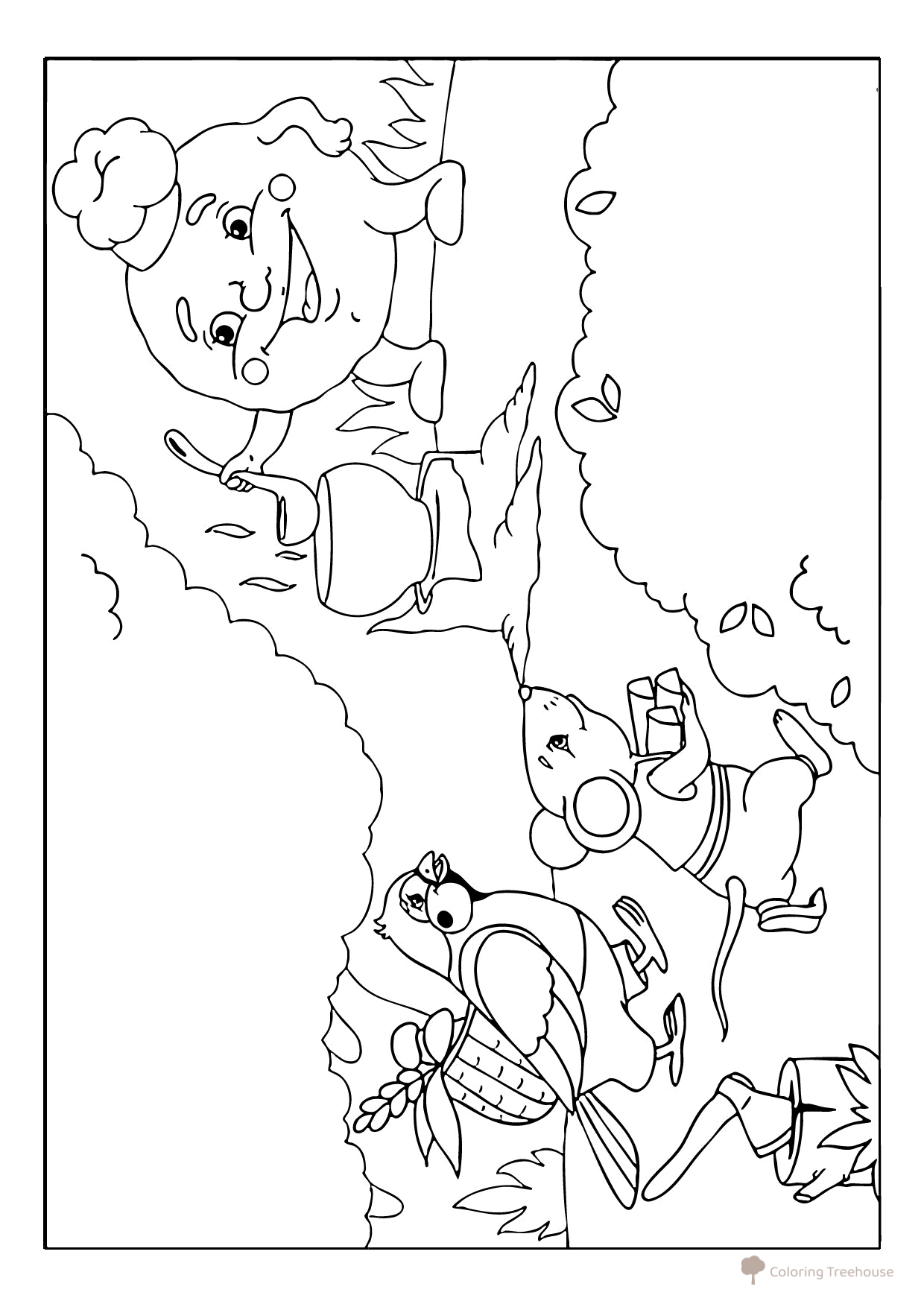 Página para colorear «Alado, peludo y aceitoso» dibujo para colorear gratis de Páginas para colorear de cuentos