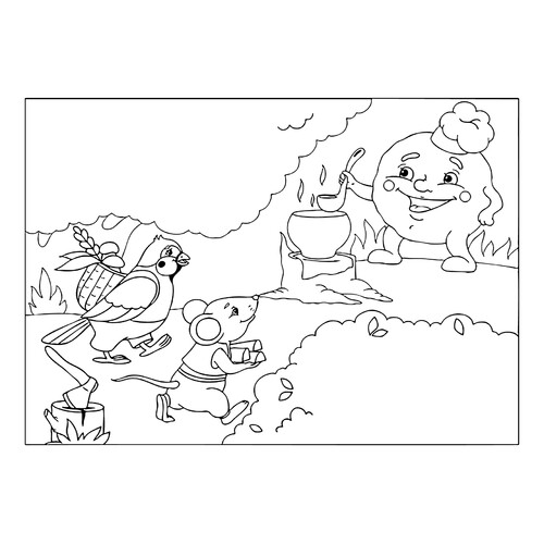 Página para colorear «Alado, peludo y aceitoso» dibujo para colorear gratis de Páginas para colorear de cuentos