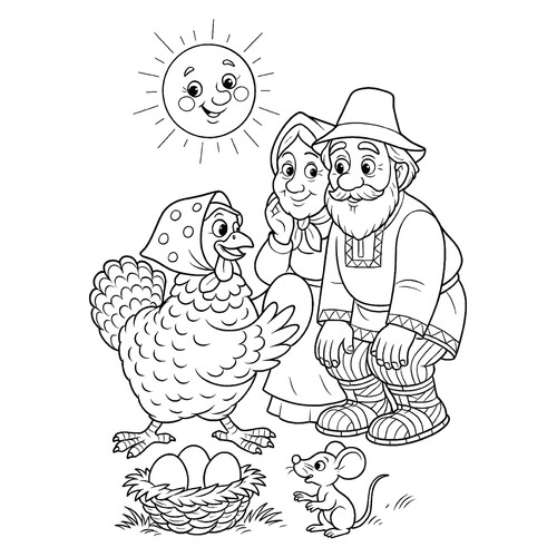 Página para colorear «La gallina Ryaba» dibujo para colorear gratis de Páginas para colorear de cuentos