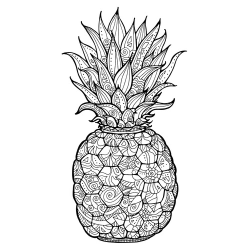 Página para colorear Art-terapia: Piña dibujo para colorear gratis de Art Therapy Coloring Pages
