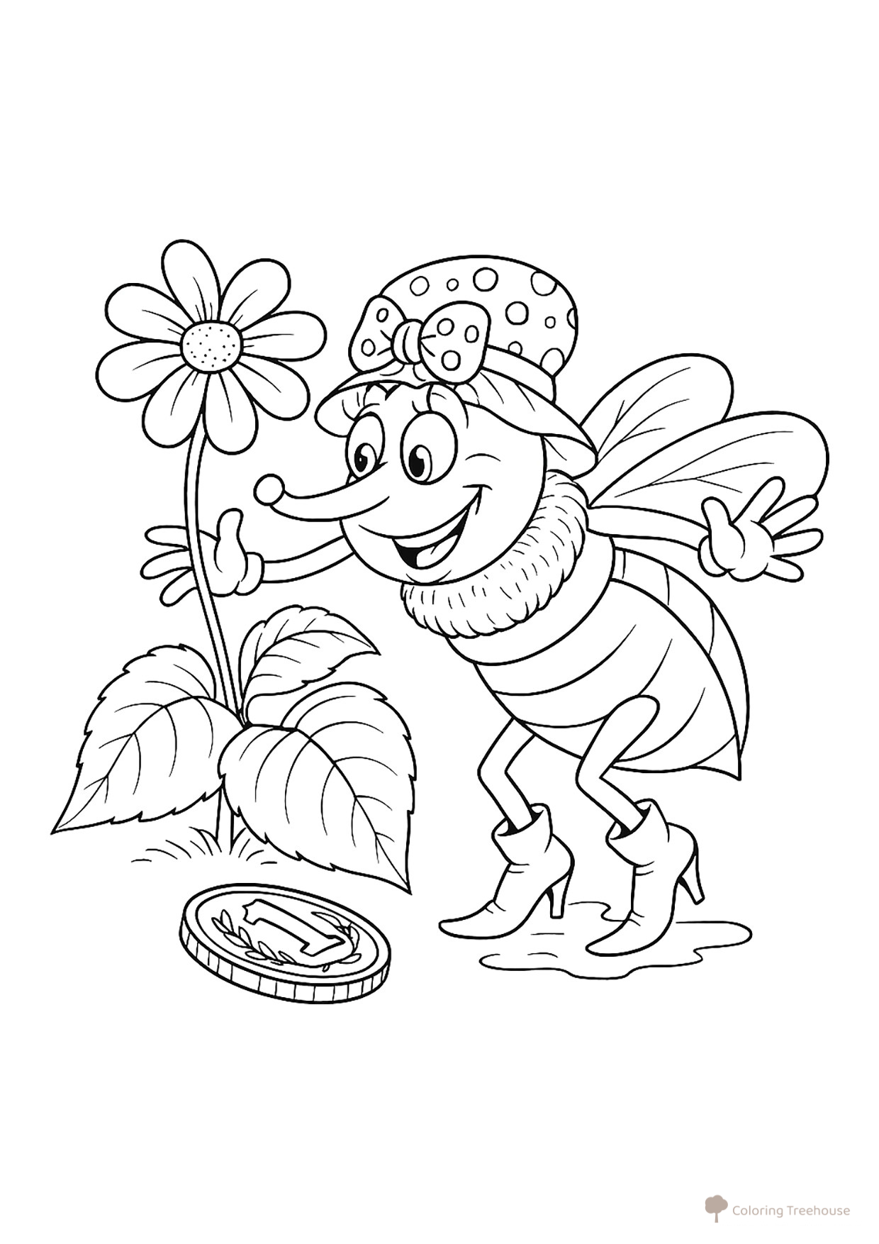 Coloring Page: Muha-Tsokotukha from Chukovsky's Tale free printable Fairy Tale Coloring Pages coloring page