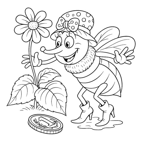 Coloring Page: Muha-Tsokotukha from Chukovsky's Tale free printable Fairy Tale Coloring Pages coloring page
