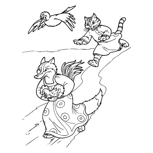 Rooster with a Golden Comb Coloring Page free printable Fairy Tale Coloring Pages coloring page
