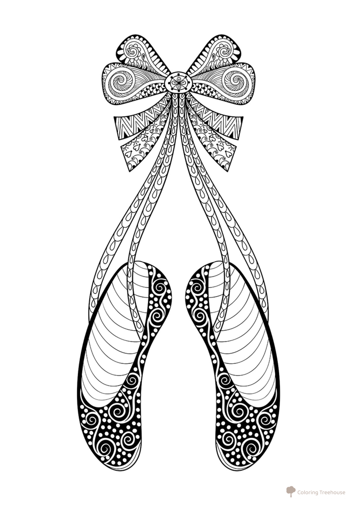 Ballet Slippers Coloring Page free printable Art Therapy Coloring Pages coloring page