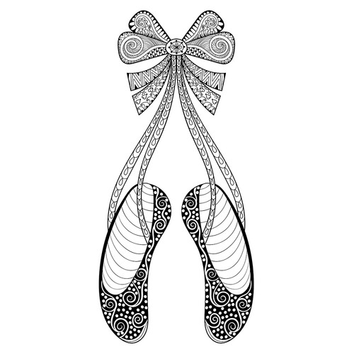 Páginas para colorear: Arteterapia - Zapatillas de Ballet dibujo para colorear gratis de Art Therapy Coloring Pages