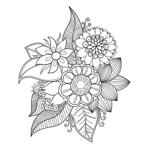 Página para colorear Art-terapia: Ramo dibujo para colorear gratis de Art Therapy Coloring Pages