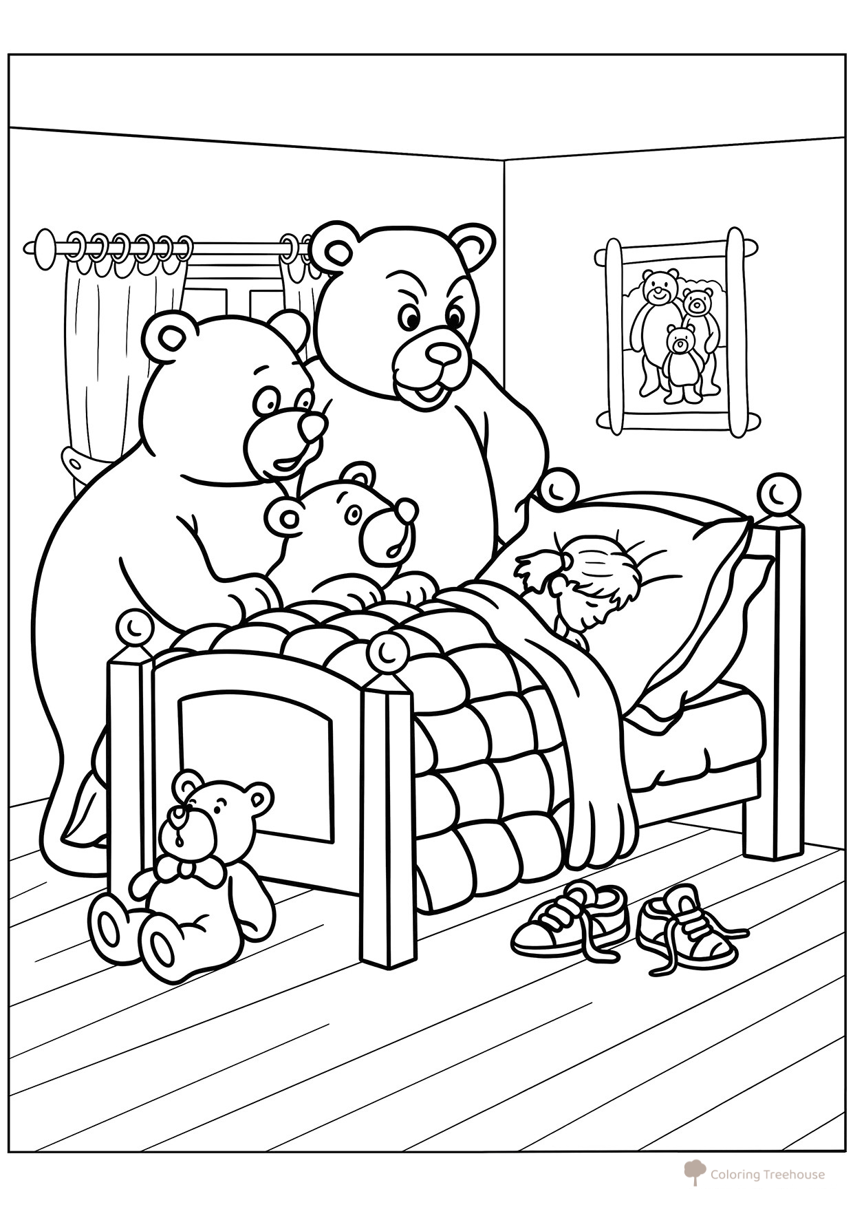 Masha and the Three Bears Coloring Page free printable Fairy Tale Coloring Pages coloring page