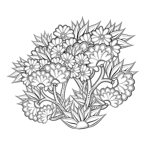 Página para colorear "Arte-terapia: Árbol floral" dibujo para colorear gratis de Art Therapy Coloring Pages