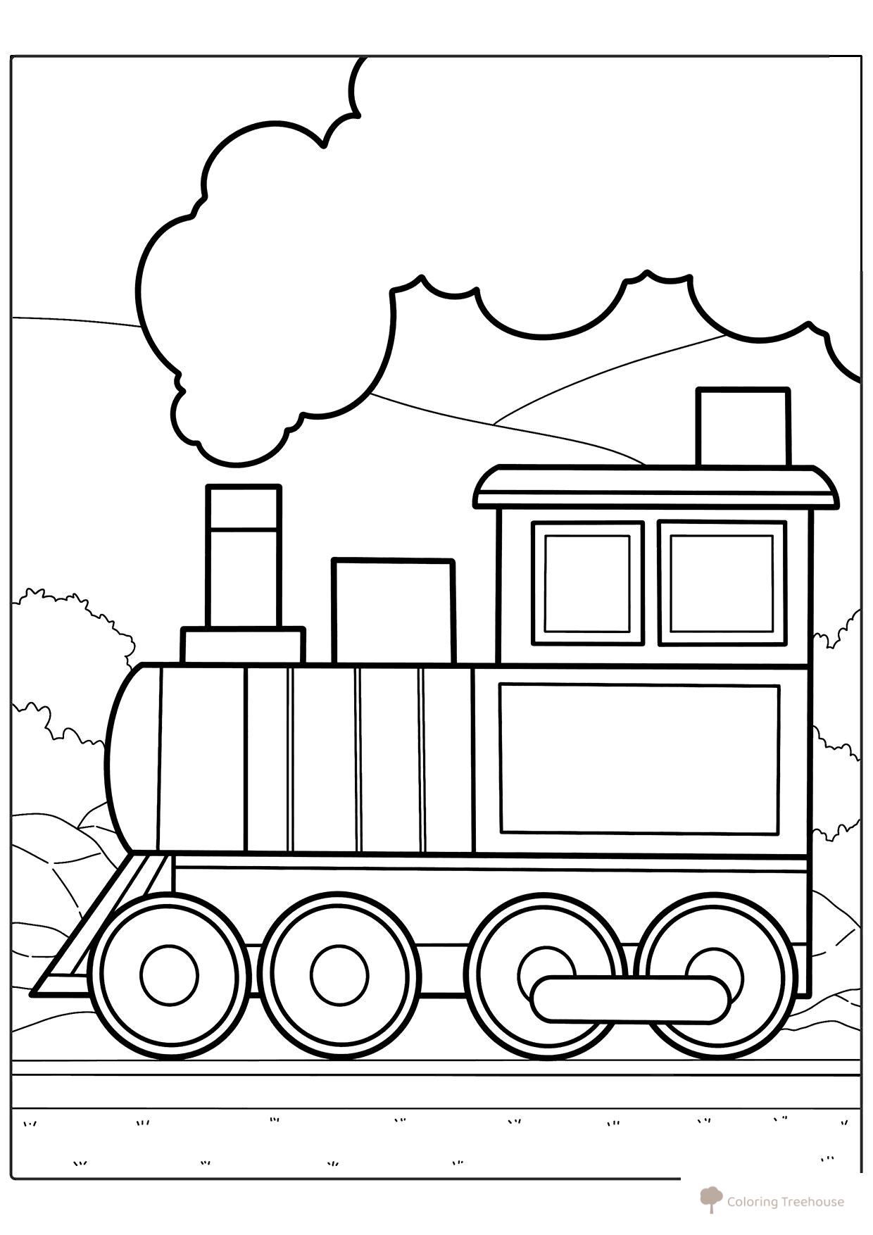 Classic Steam Locomotive Coloring Page free printable Train, Locomotive, and Electric Train Coloring Pages coloring page