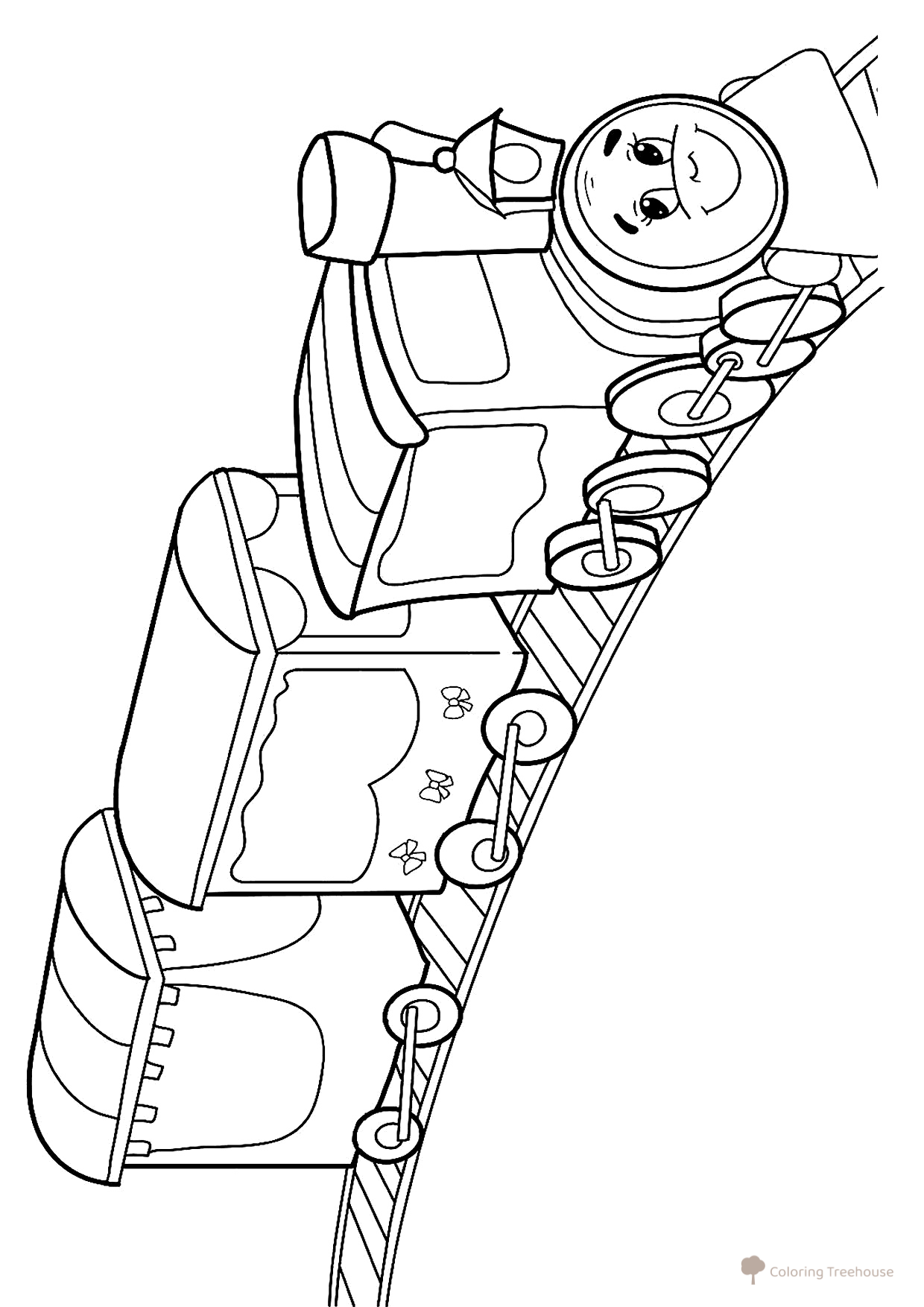 Página para colorear «Tierna locomotora para los más pequeños» dibujo para colorear gratis de Páginas para colorear de trenes, locomotoras y coches eléctricos