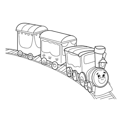 Página para colorear «Tierna locomotora para los más pequeños» dibujo para colorear gratis de Páginas para colorear de trenes, locomotoras y coches eléctricos