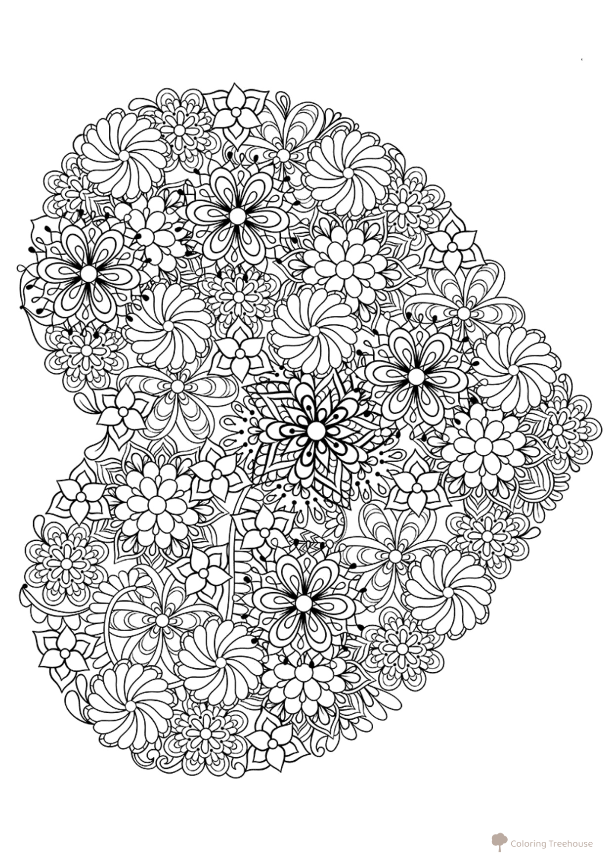 Flower Heart Coloring Page free printable Art Therapy Coloring Pages coloring page