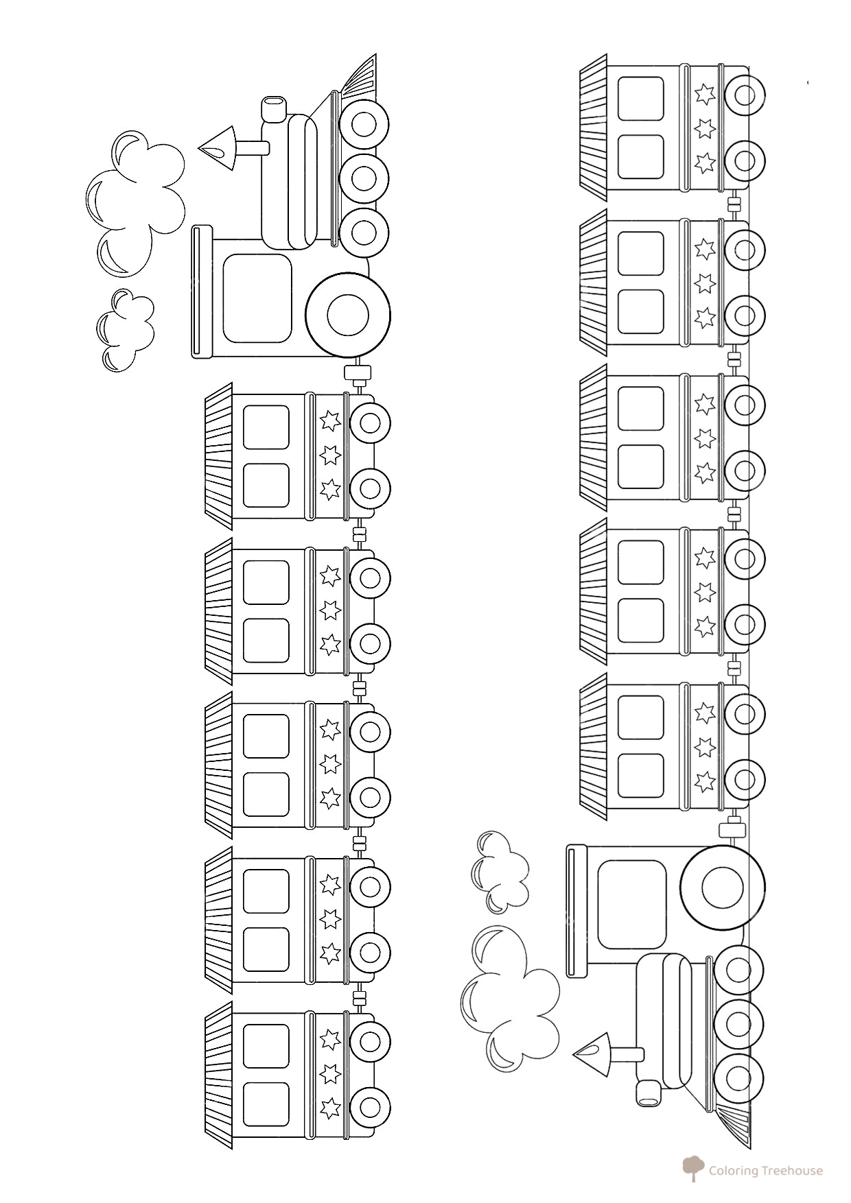 Página para colorear «Locomotora con estrellitas» dibujo para colorear gratis de Páginas para colorear de trenes, locomotoras y coches eléctricos