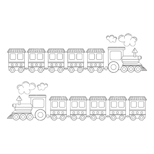 Página para colorear «Locomotora con estrellitas» dibujo para colorear gratis de Páginas para colorear de trenes, locomotoras y coches eléctricos