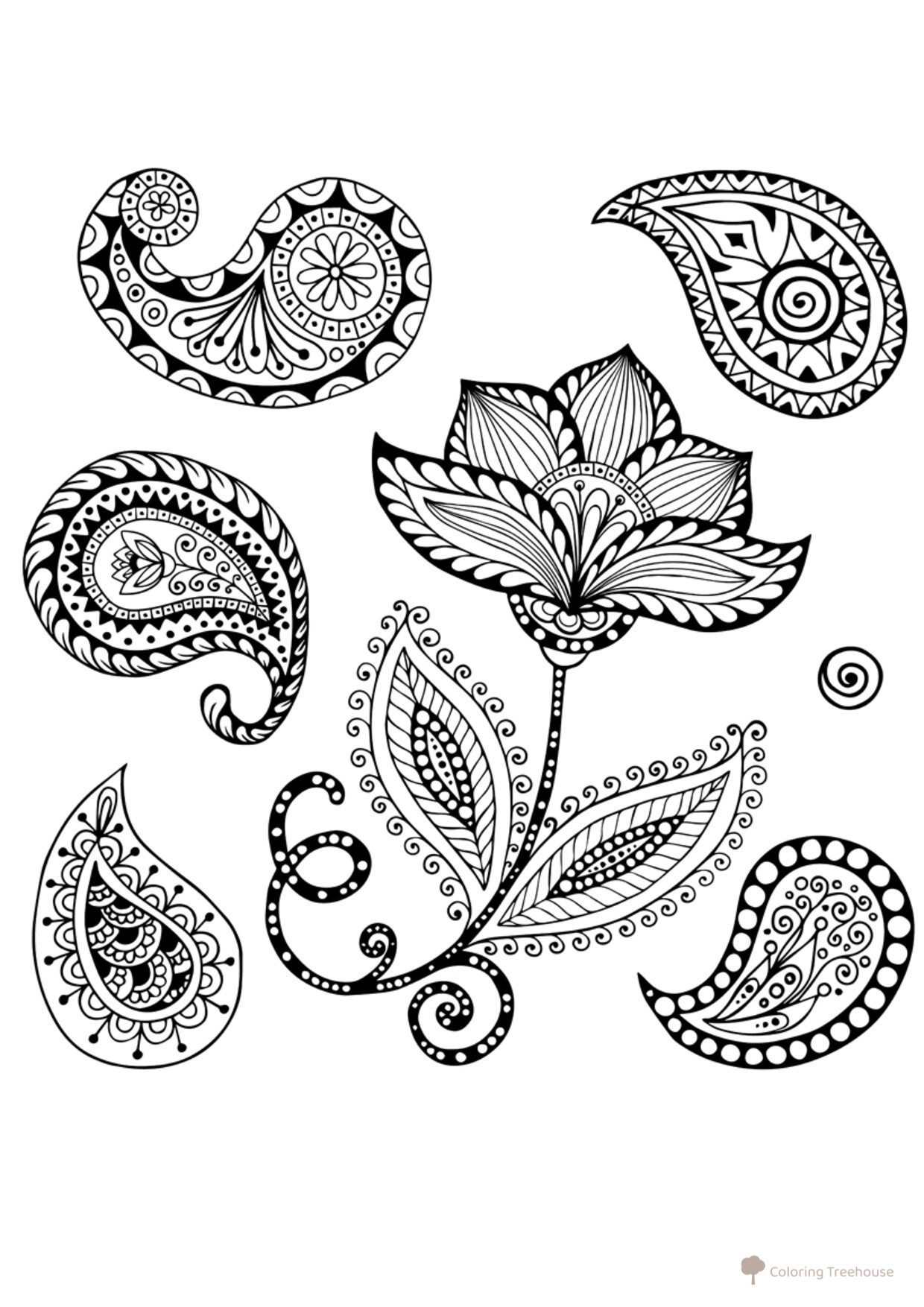 Página para colorear Art-terapia: Flor y patrones dibujo para colorear gratis de Art Therapy Coloring Pages