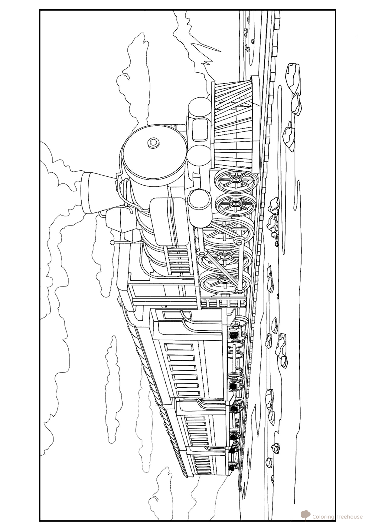 Heavy Steam Locomotive Coloring Page free printable Train, Locomotive, and Electric Train Coloring Pages coloring page