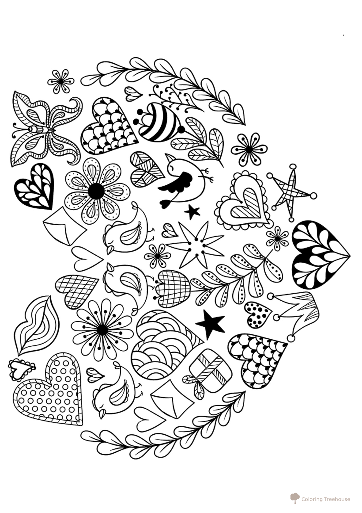 Valentine's Day Art Therapy Coloring Page free printable Art Therapy Coloring Pages coloring page