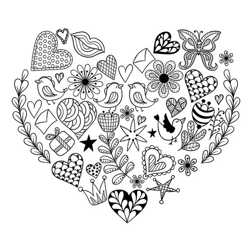 Valentine's Day Art Therapy Coloring Page free printable Art Therapy Coloring Pages coloring page
