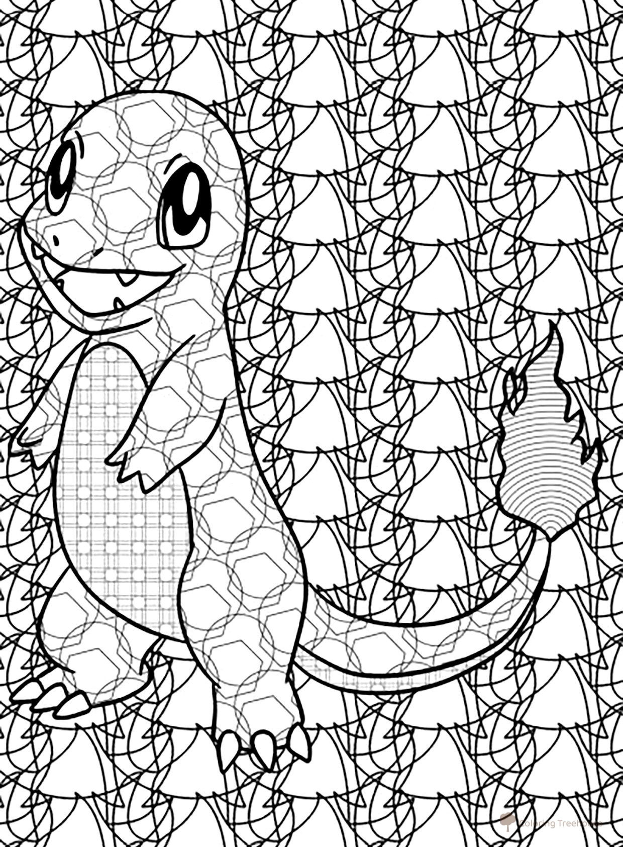 Charmander Anti-Stress Coloring Page free printable Pokemon Coloring Pages coloring page