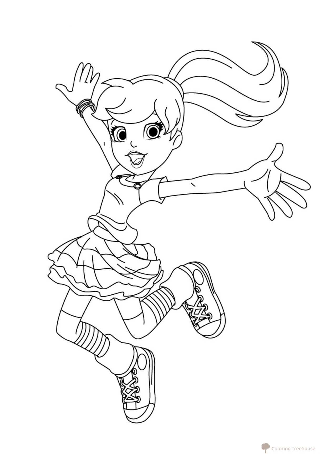 Página para colorear: A Polly le encanta divertirse dibujo para colorear gratis de Páginas para colorear de Polly Pocket